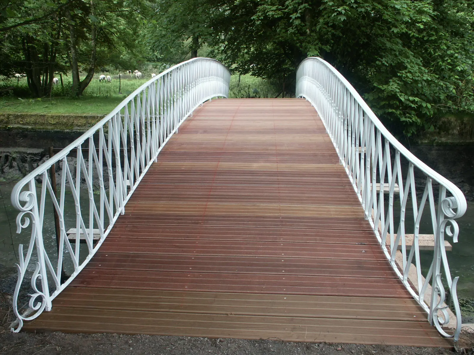 passerelle en bois et metal